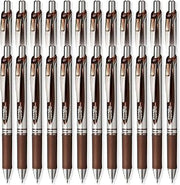 Pentel EnerGel XM BL77 - Retractable Liquid Gel Ink Pen - 0.7mm - 54% Recycled - Brown - Set of 24
