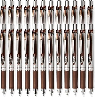 Pentel EnerGel XM BL77 - Retractable Liquid Gel Ink Pen - 0.7mm - 54% Recycled - Brown - Set of 24