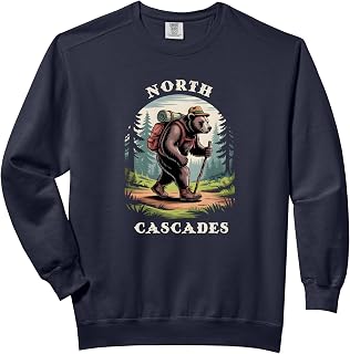 North Cascades, Washington WA Mountains Hiking Trails Bear Comfort Colors Adult Sweatshirt