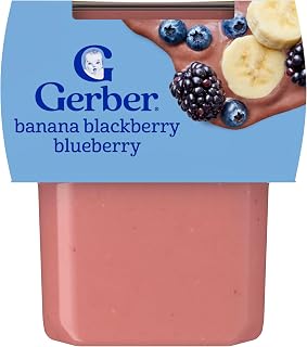 Gerber Stage 2 Banana Blackberry Blueberry Baby Food, 4 Oz, 16 Pack