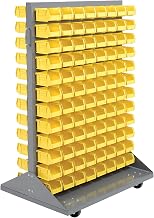 Global Industrial Double-Sided Mobile Rack with (192) Yellow Bins, 36x25-1/2x55