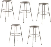 National Public Seating 6418H-CN Steel Stool with Vinyl Upholstered Seat Adjustable, 19"-27", Grey (Pack of 5)