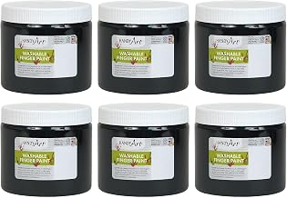 Handy Art Washable Finger Paint, Black, 16 oz. Bottle, Pack of 6 (RPC241055-6)