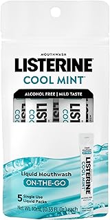 Listerine Alcohol Free Mouthwash Packets, Cool Mint, 0.33 fl. oz x 5 Pack