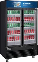 Merchandiser Display Refrigerator, Reach in Beverage Cooler, 41 cu.ft Capacity, 47 1/4" W (2) Glass Swing Door, Auto Defrost, Dukers DSM-41R Black, Commercial Use
