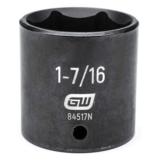 1/2" Drive 6 Pt. Standard Impact Socket by GEARWRENCH – 1.909 in, Chrome Molybdenum Steel, Black, Model 84517N