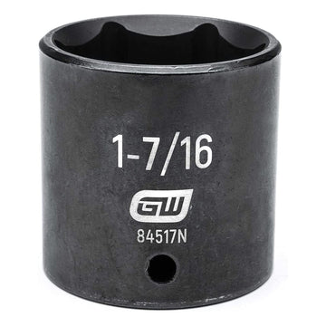 1/2" Drive 6 Pt. Standard Impact Socket by GEARWRENCH – 1.909 in, Chrome Molybdenum Steel, Black, Model 84517N