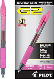 PILOT G2 Premium Rolling Ball Gel Pens, 0.7 mm, Pink Ink Pens, 12 Count (Pack of 12)