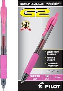 PILOT G2 Premium Rolling Ball Gel Pens, 0.7 mm, Pink Ink Pens, 12 Count (Pack of 12)