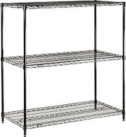 Nexel Black Epoxy, 3 Tier, Wire Shelving Starter Unit, 48"W x 14"D x 34"H