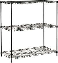 Nexel Black Epoxy, 3 Tier, Wire Shelving Starter Unit, 48"W x 24"D x 34"H