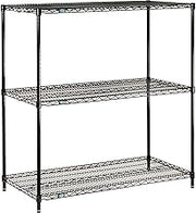 Nexel Black Epoxy, 3 Tier, Wire Shelving Starter Unit, 72"W x 14"D x 34"H