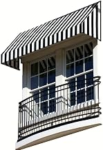 AWNTECH 10.38 FT. NEW Yorker Fixed Awning 124.5 in. W X 18 in. H X 36 in. D Acrylic Fabric in Black/White Stripe NK1836-10KW