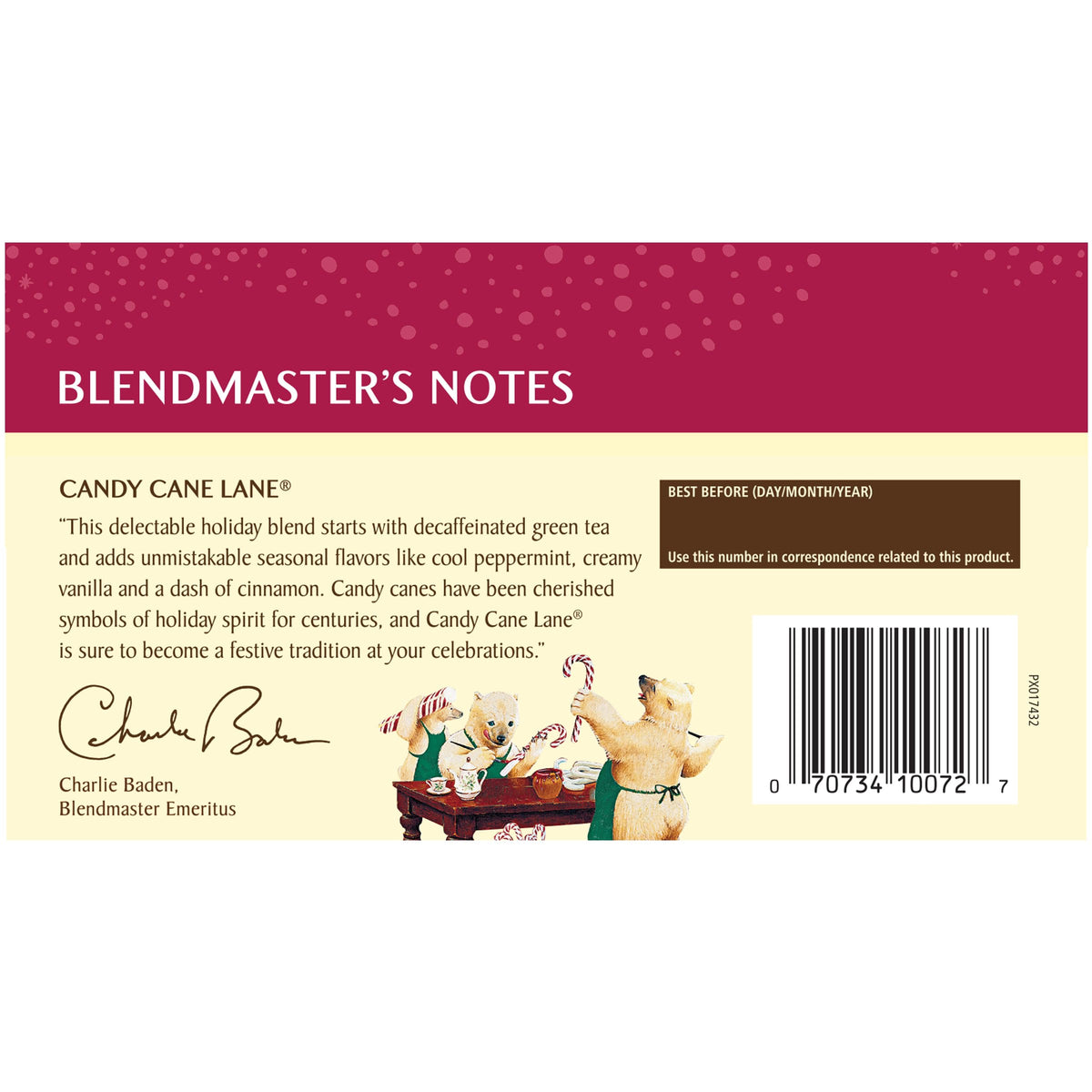 Celestial Seasonings Candy Cane Lane / 18 Count (Pack of 6) / Candy Cane Lane Decaf Tea Samplers