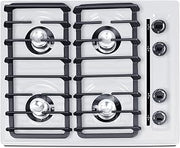 Summit Appliance Summit 24" Gas Cooktop, 4 Burners, Electric Ignition, 115V-3 Gas Cooktop, White- WNL033I (Electronic Ignition)