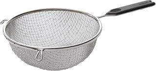 Winco 8" Stainless Steel Mesh Strainer | Double medium, Tin-plated steel, Wire handle, Hanging loop, Deep bowl, Great for Rinsing Produce, Straining and Kitchen Prep