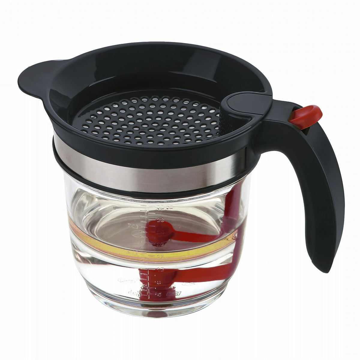 Ivyhome Fat Separator Measuring Cup, 4 Cup Capacity, Red