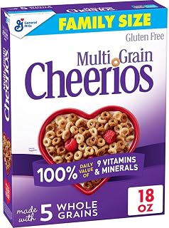 Multi Grain Cheerios, Multigrain Breakfast Cereal, Gluten Free, 18 oz (Pack of 8)