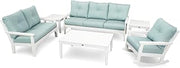 Polywood Vineyard 6-Piece Deep Seating Set in White/Spa