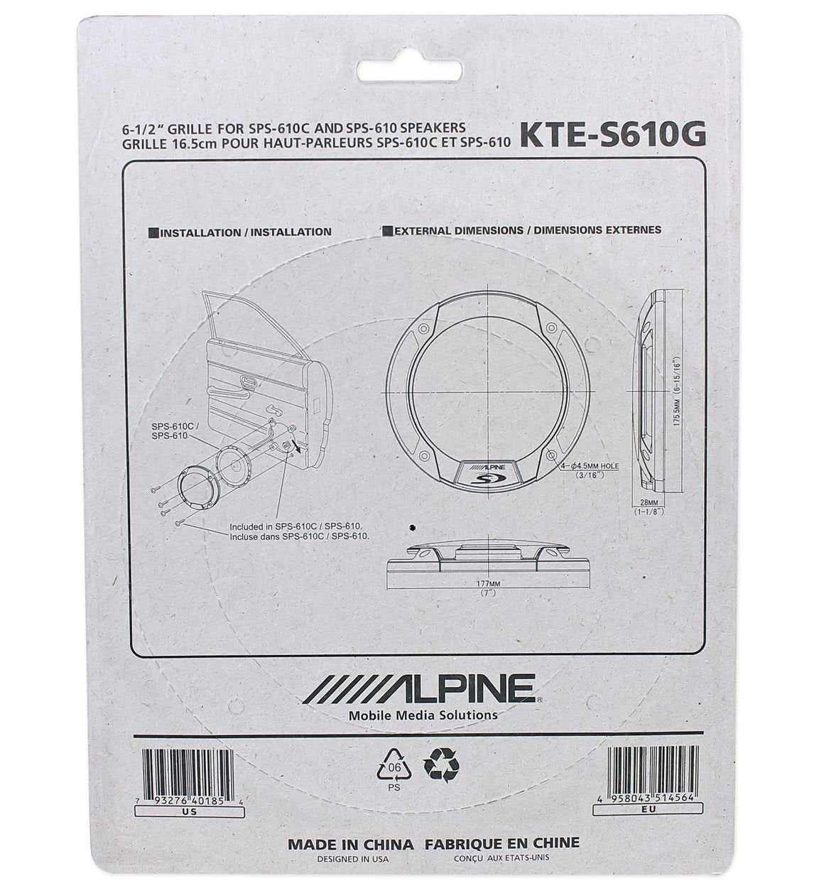 6-1/2" Type-S Speaker Grill by Alpine – Model KTE-S610G