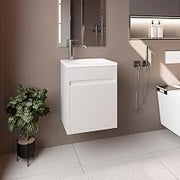 16" Chisana Bathroom Vanity, 1 Door, White - Bathroom – Bathroom Vanity & Storage Suite for Master Bathrooms, Guest Baths & Small Bathrooms