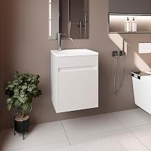 16" Chisana Bathroom Vanity, 1 Door, White - Bathroom – Bathroom Vanity & Storage Suite for Master Bathrooms, Guest Baths & Small Bathrooms