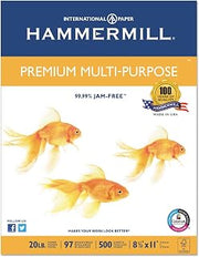 Hammermill 106310 Premium Multipurpose Paper, 20-lb, 8-1/2 x 11, White, 5000/Carton