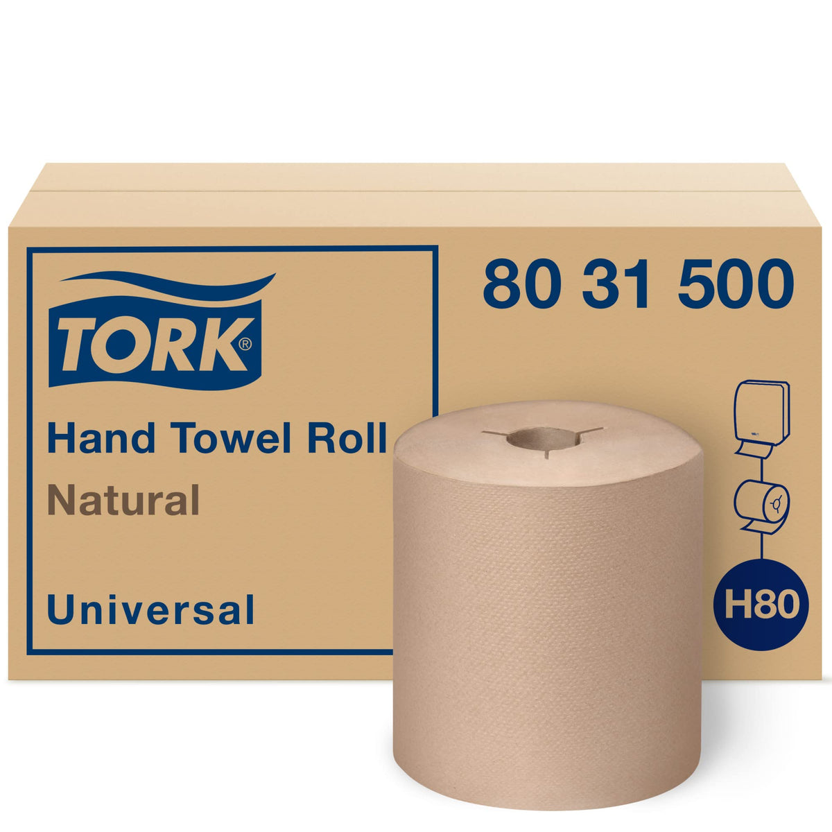 Tork Hand Towel Roll, Natural, H80, 6 Rolls x 630 ft, 8031500