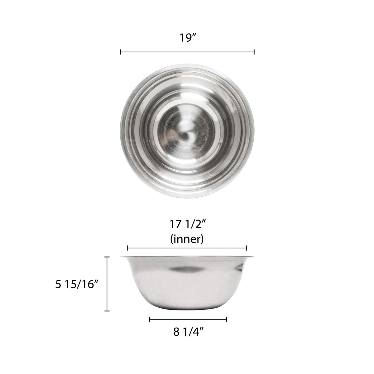 Mixing Bowl by Thunder Group – Medium, 20.0 quarts, Stainless Steel, Metallic, Model SLMB009