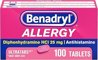 Benadryl Ultratabs Allergy Relief, 25 mg Diphenhydramine HCl, 100 Ct