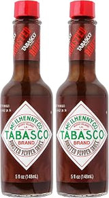 TABASCO Brand Roasted Pepper Sauce, Rich & Savory Hot Sauce, Glass Bottle, Made with Vine-Ripe Red Peppers, Fresh Garlic & Onions, Great on Sandwiches & More, 5 Fl Oz (Pack of 2)