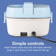 Portable Electric Lunch Box Food Warmer for Office & Car with 12V Adapter by Hamilton Beach – Stainless Steel 3 Compartment Tray, (Pack of 2), 30.0 ounces, Stainless Steel, Blue