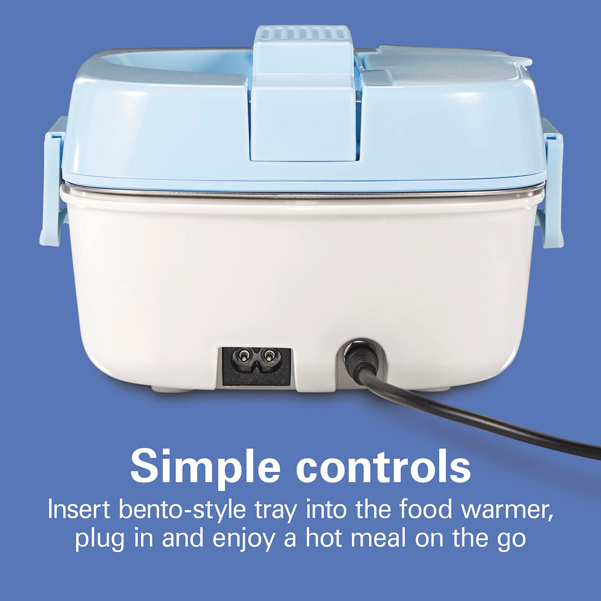 Portable Electric Lunch Box Food Warmer for Office & Car with 12V Adapter by Hamilton Beach – Stainless Steel 3 Compartment Tray, (Pack of 2), 30.0 ounces, Stainless Steel, Blue