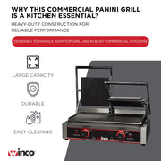 9" Double Commercial-Grade Panini Grill Press by Winco – Double, Cast Iron, Silver, Model EPG-2