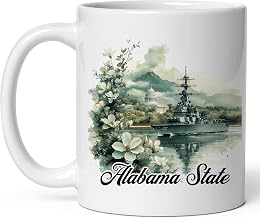 Alabama State Ceramic Coffee Mug 11oz Heart of Dixie - Tea Coffee Mug with Comfortable Grip - Unique Travel Gift Cup for Office or Home