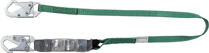 MSA 10193127 V-Series Standard Single-Leg Fixed Length Energy Absorbing Lanyard, 4', Small 36C snaphooks
