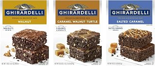 Ghirardelli Brownie Mix Variety Pack, 3 Flavors – Walnut (17 oz), Chocolate Caramel Turtle (18.5 oz) & Salted Caramel (16 oz) (Variety Pack)