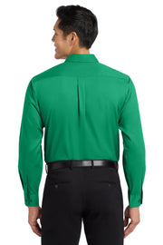 Men's Easy Care Long Sleeve Button-Down Shirt by Port Authority – Large, Cotton,Steel,Stone, Court Green, Model S608