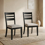 Upholstered Ladderback Dining Chairs Set of by Starlight Canyon Home – Acacia, Dark Charcoal, Pack of 2