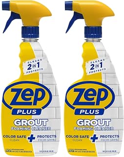 Zep Plus Grout Foaming Cleaner - 32 Fl OZ - R54212-2-in-1 benefits clean while protecting grout from water,dirt and grime,(Pack of 2)