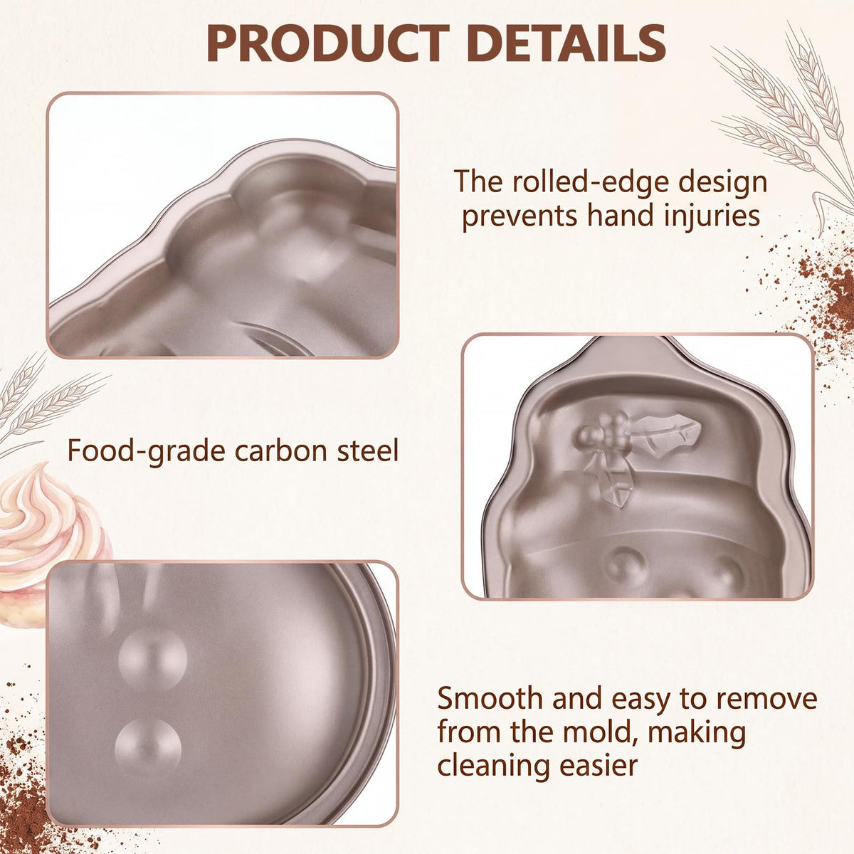 Havawish Christmas Cake Pan Set, Carbon Steel, 4 Piece
