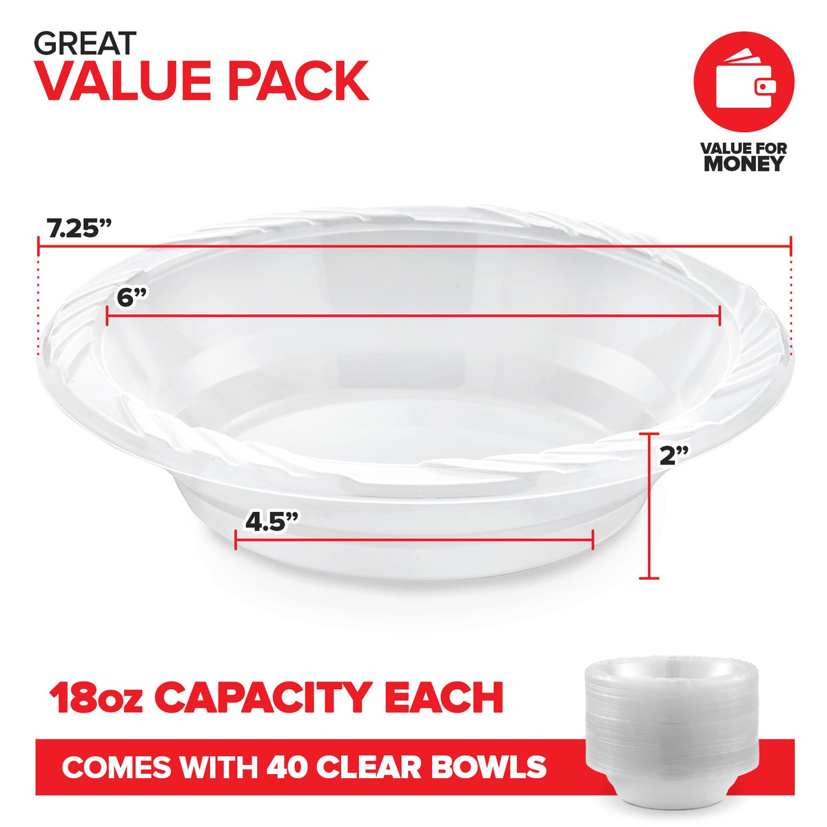 Stock Your Home 40 / 18 Oz / Transparent Bowls