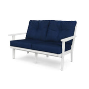 ® Lakeside Deep Seating Loveseat in White/Navy by Polywood – High Density Polyethylene (HDPE), White / Navy, Model 4412-WH5439