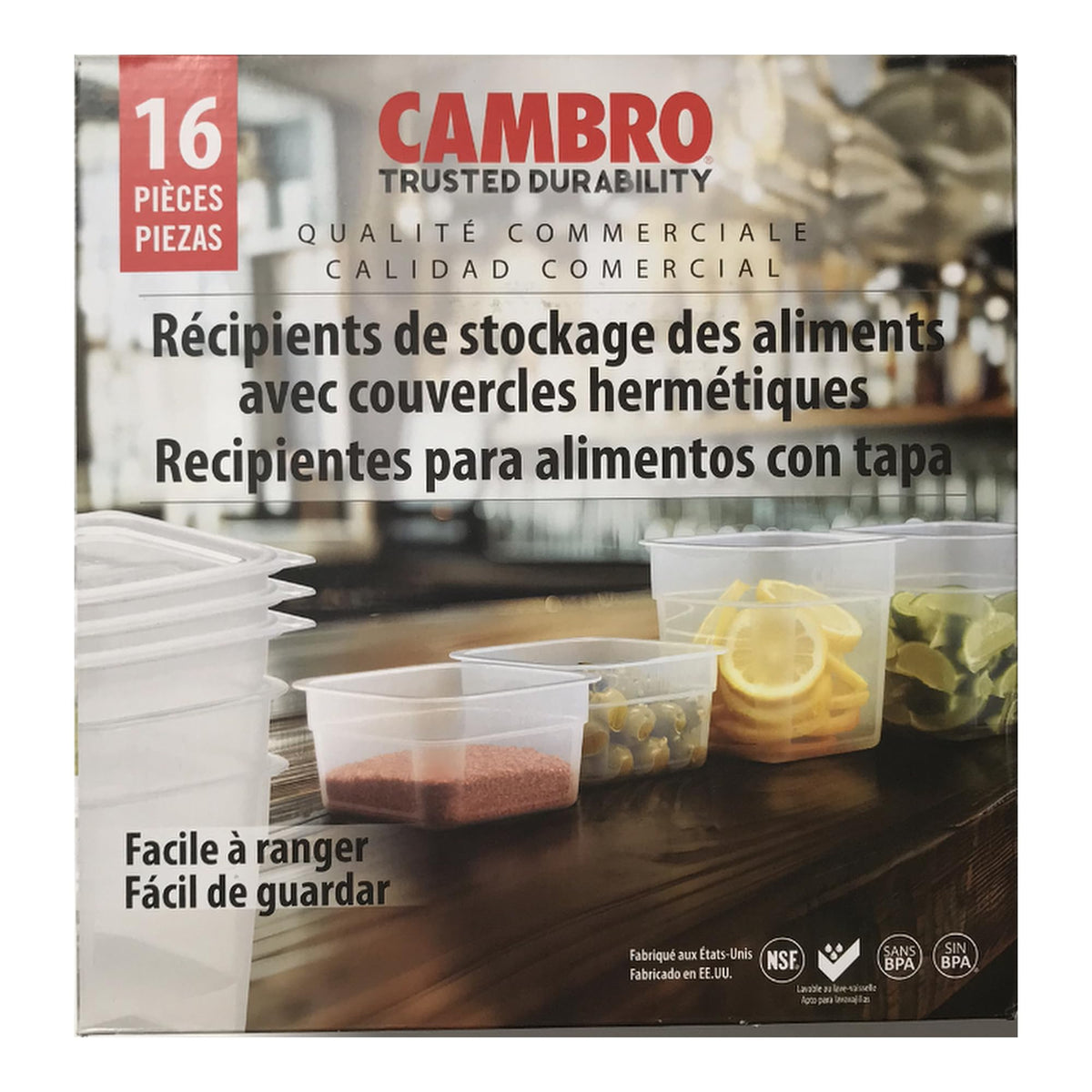 Freshpro Mini Food Storage Container Set with Lid by Cambro – Small, 0.47 liters, Plastic, transparent, Pack of 8