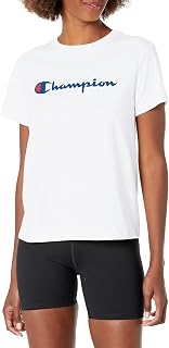 Champion Women’s Classic Short Sleeve Graphic T-Shirt, Standard Fit, Script Logo