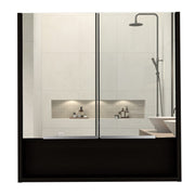 24" Tatacoa Mirror Medicine Cabinet with One Open Shelf and Three Interior Shelves by DEPOT E-SHOP – Engineered Wood, Black Wengue, Model DE-GLW5551