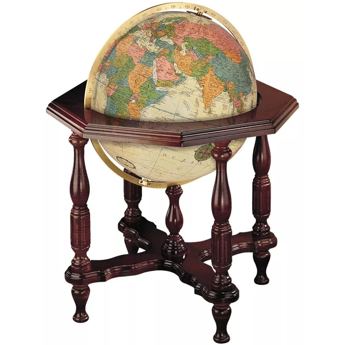 Globes Illuminated Statesman Globe by Replogle – Large, Wood, Off-white, Model 65025