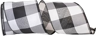 Reliant Ribbon Black/white Jumbo Check Wired Edge Ribbon, 4 Inch X 10 Yards, Black/white