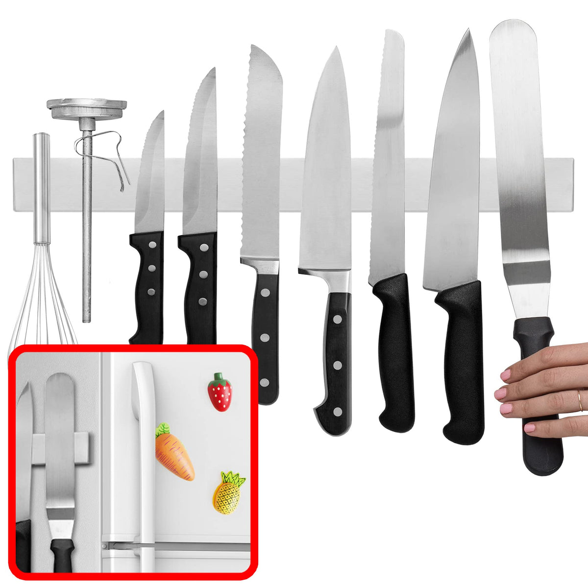 Modern Innovations 18 Inch / Silver / Modern Magnetic Knife Strips