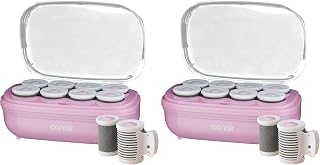 Conair Hot Rollers for Long, Medium & Short Hair, 8 Ceramic Flocked 2-Inch Heated Hair Rollers with Clips, Hot Curlers for Women, Volume & Curls, Amazon Exclusive, Lilac (Pack of 2)